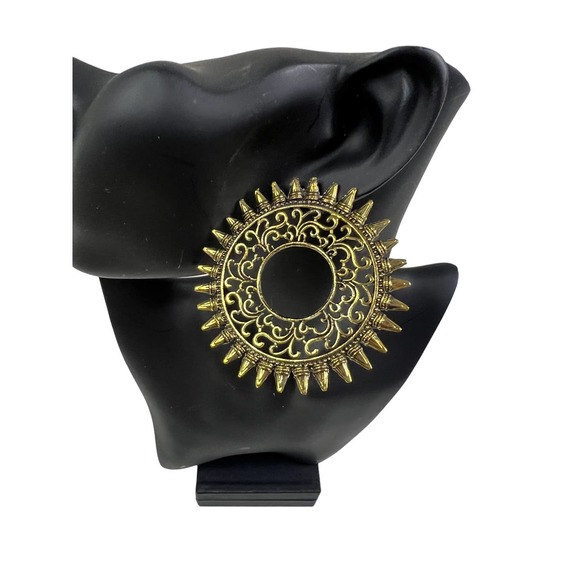 THE MOTIF SUN OXIDISED BOHO EARRINGS (GOLDEN) - Picture 4 of 4